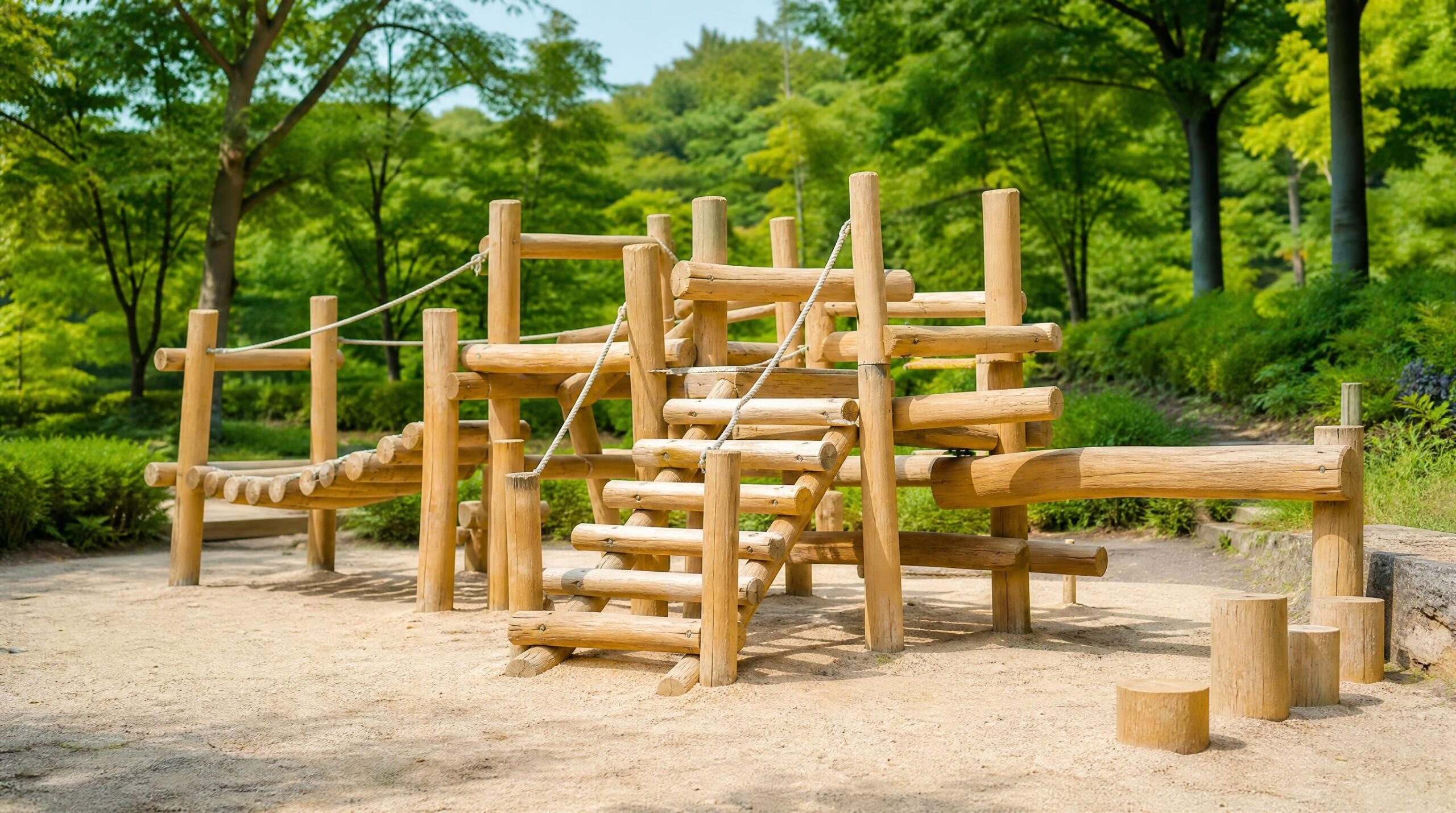 公園の丸太の遊具
