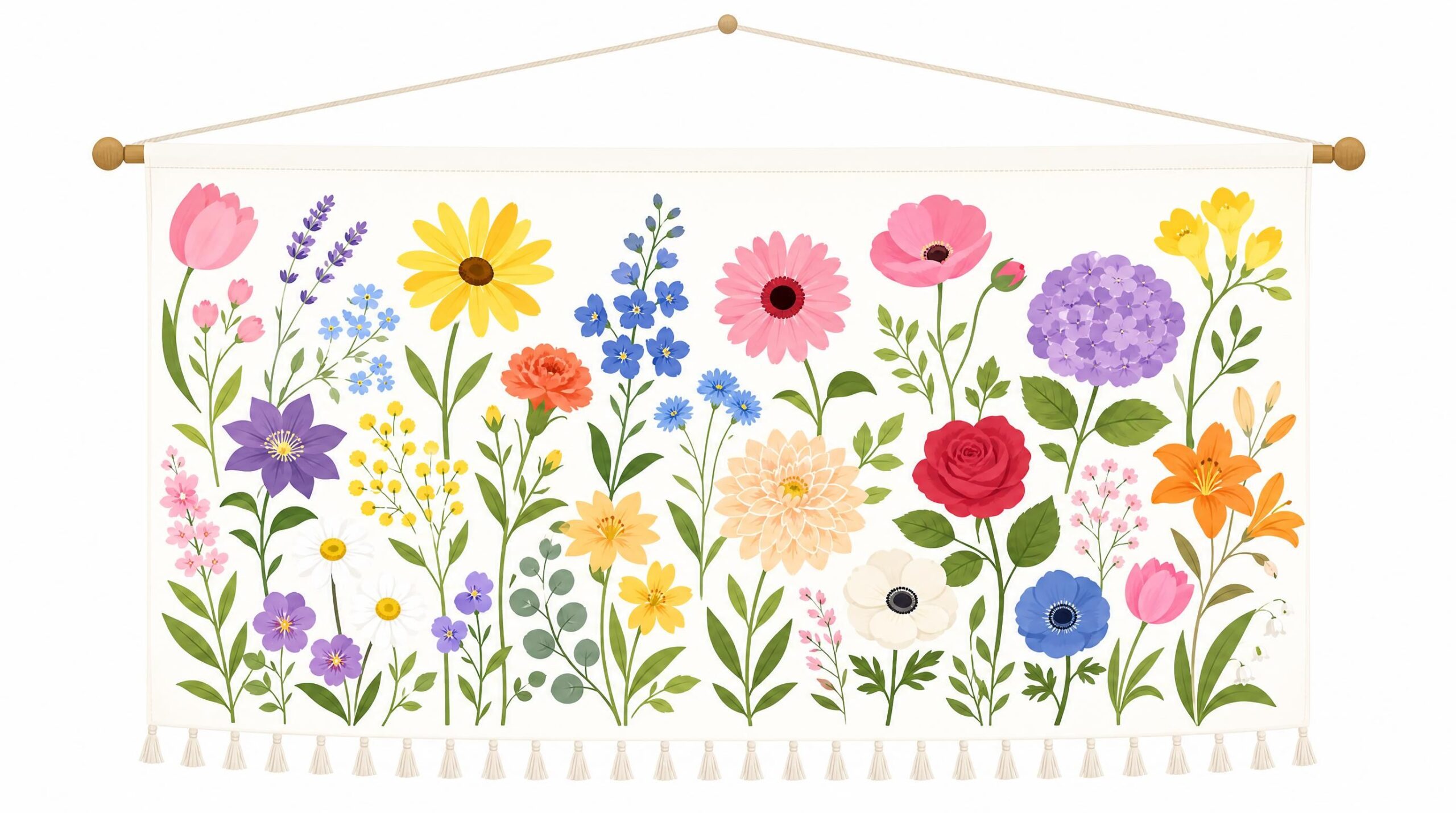 お花の絵のタペストリー
